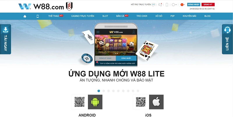 Phiên bản app mobile W88 cá cược cực tiện lợi